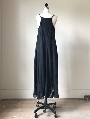 cotton and silk chiffon pin tuck slip dress
