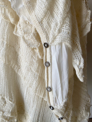 ivory grafted silk chiffon and alpaca knit tunic