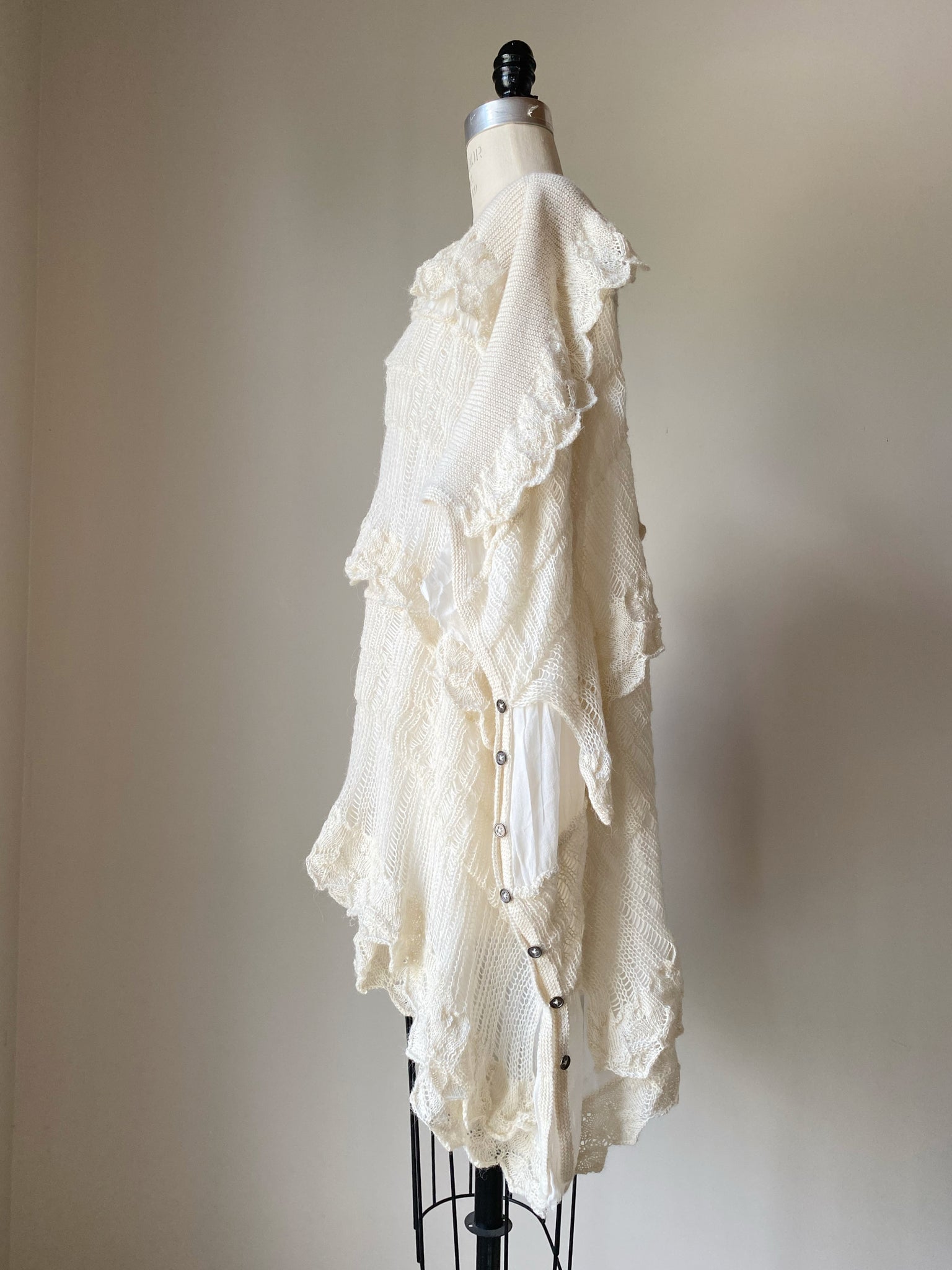 ivory grafted silk chiffon and alpaca knit tunic