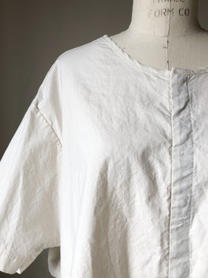 cotton and ticking patched big shirt