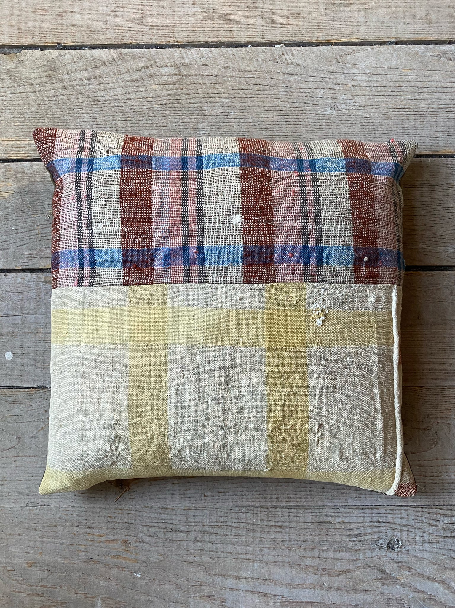 portuguese grain sack patched pillow #1