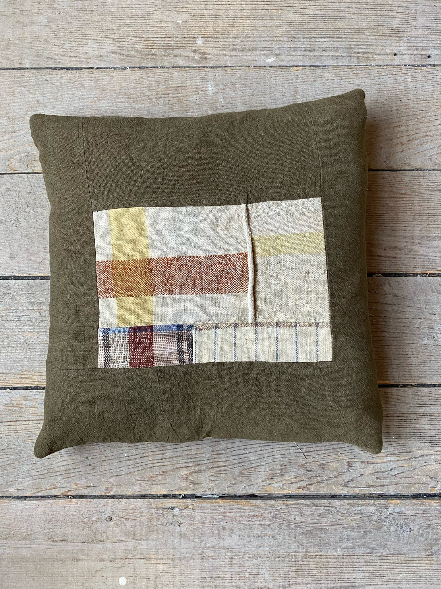 portuguese grain sack patched pillow #1