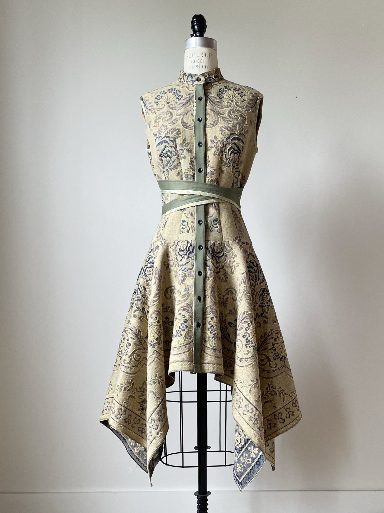 vintage jacquard waistcoat dress