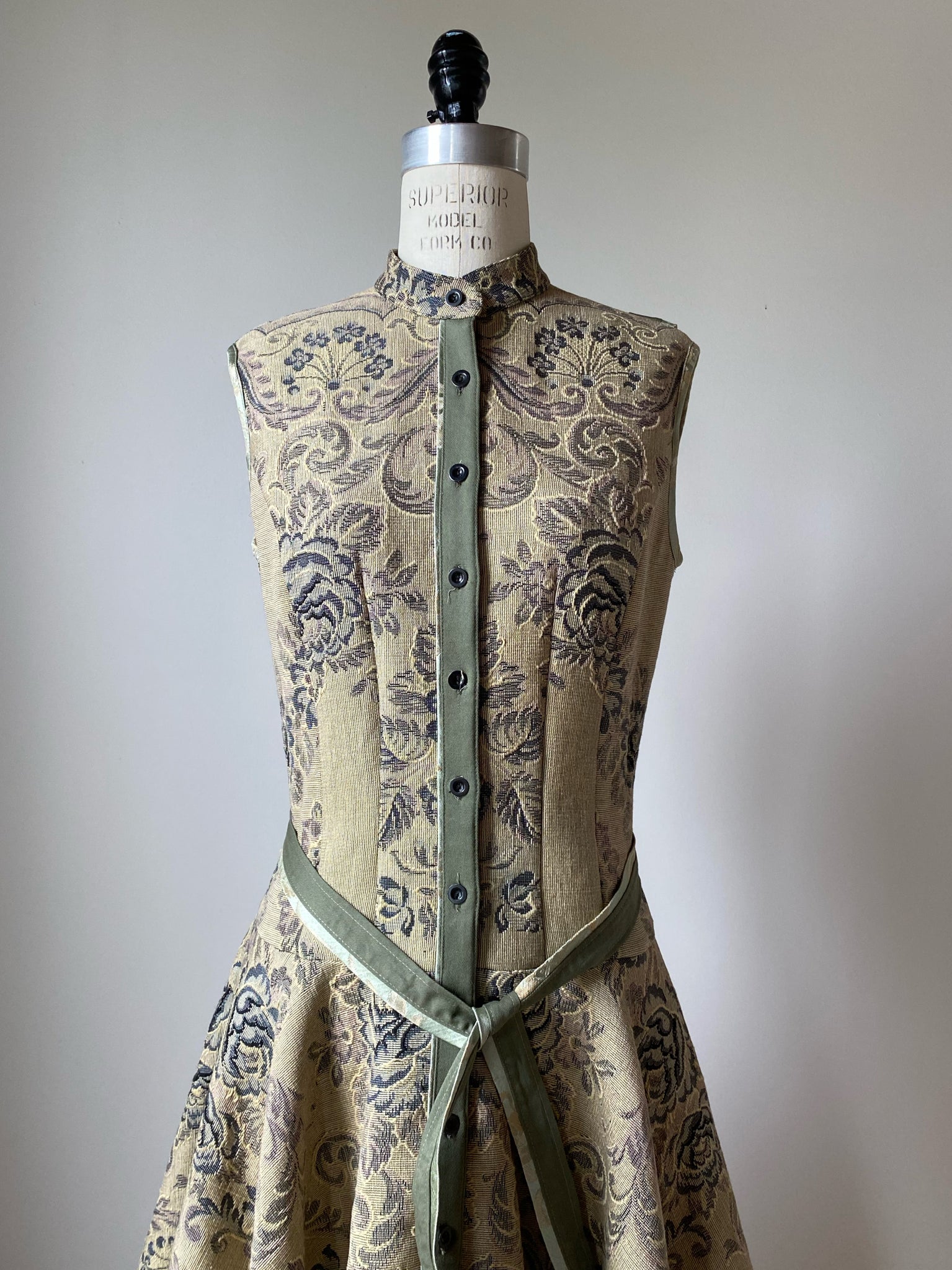 vintage jacquard waistcoat dress