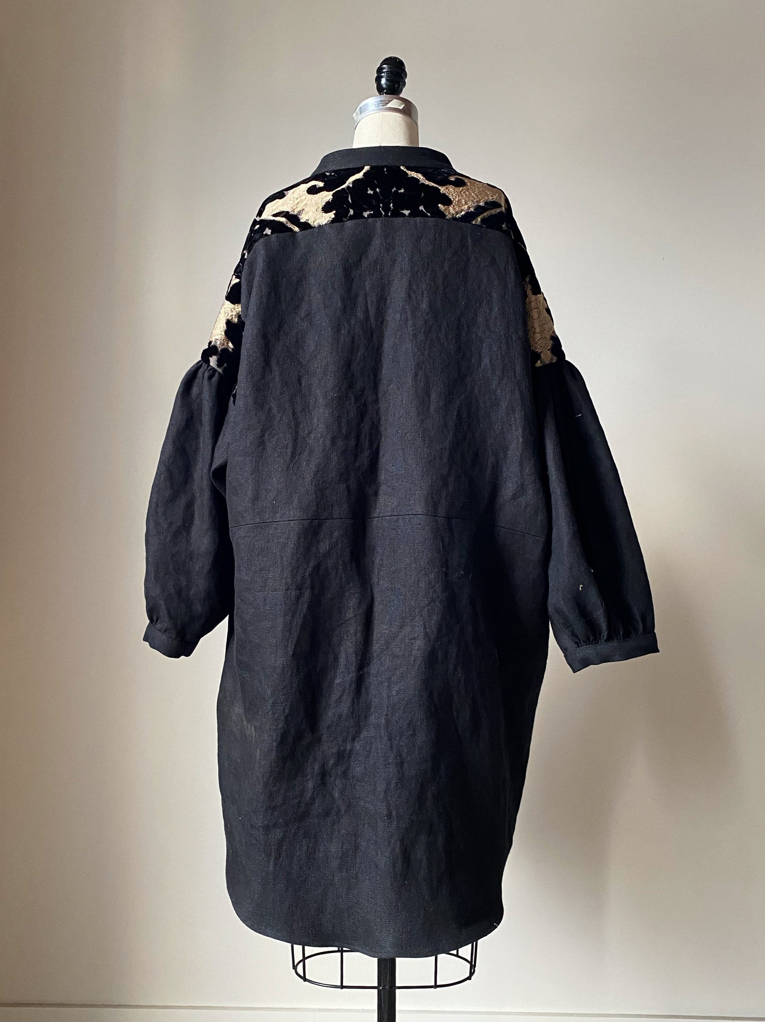 silk velvet brocade big shirt dress