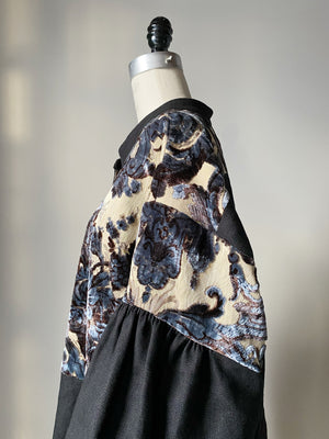 silk velvet brocade big shirt dress 2