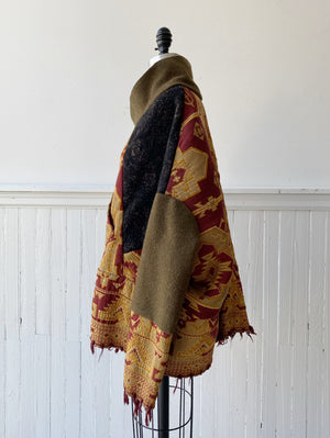 victorian jacquard and army blanket cocoon #2