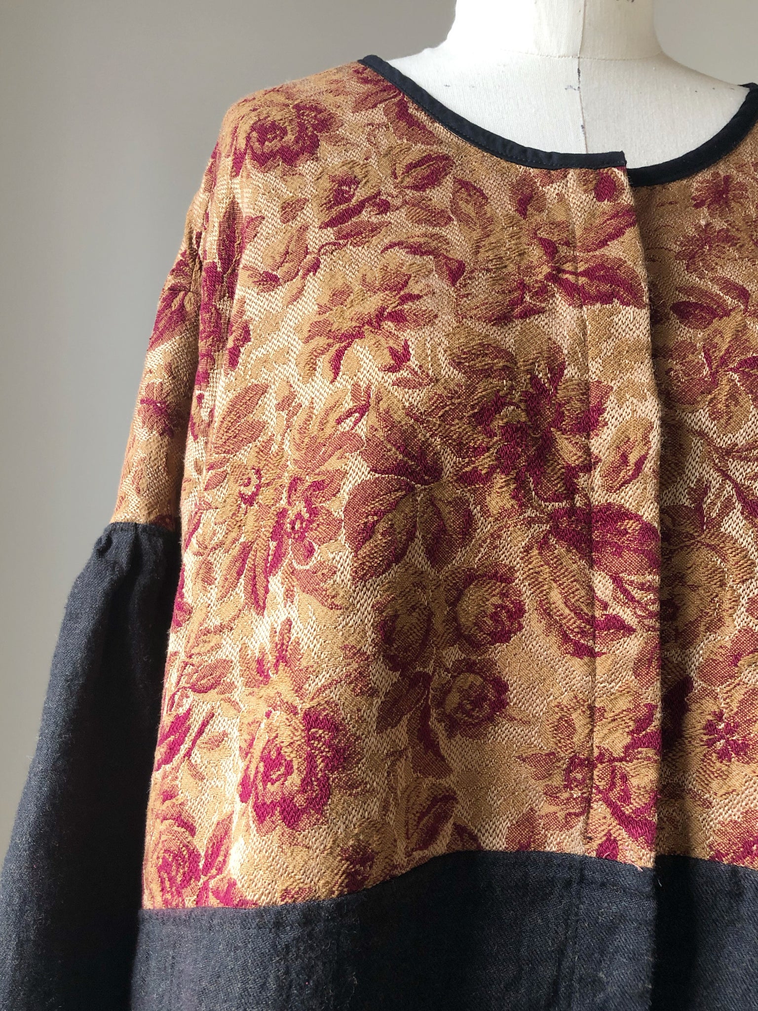 19th century scarlet and rust floral jacquard big shirt – garygraham422