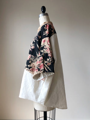 19th century floral patched big shirt