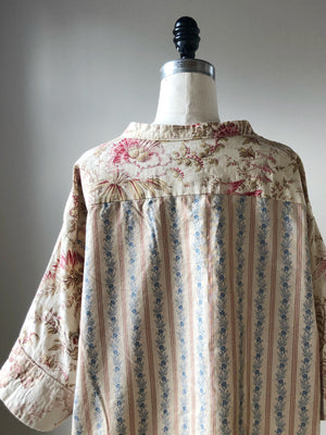 19th century antique floral patched big shirt