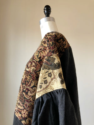 19th century french jacquard patched big shirt