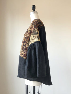 19th century french jacquard patched big shirt