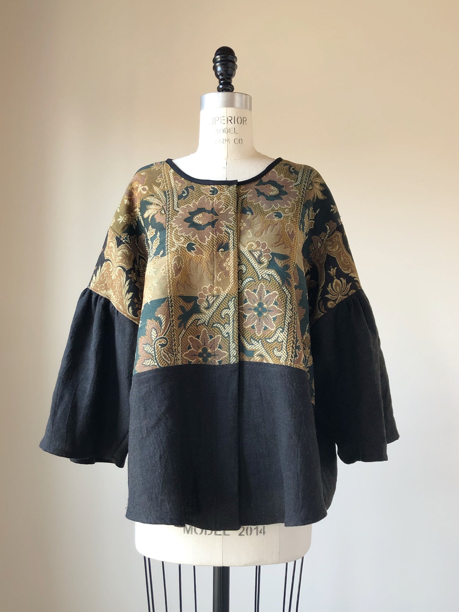 19th century jacobean french jacquards patched big shirt