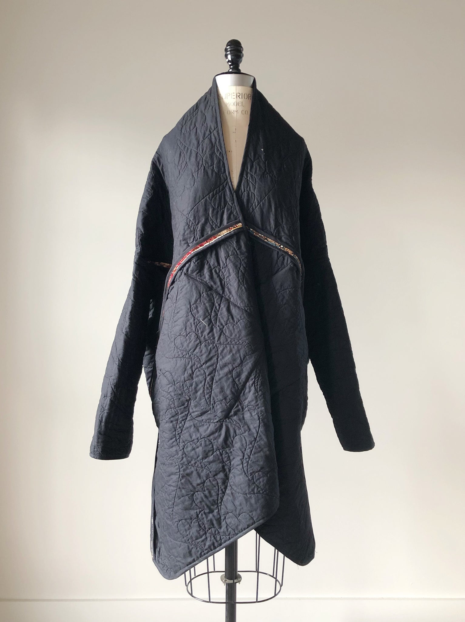 bargello quilted samurai cocoon coat