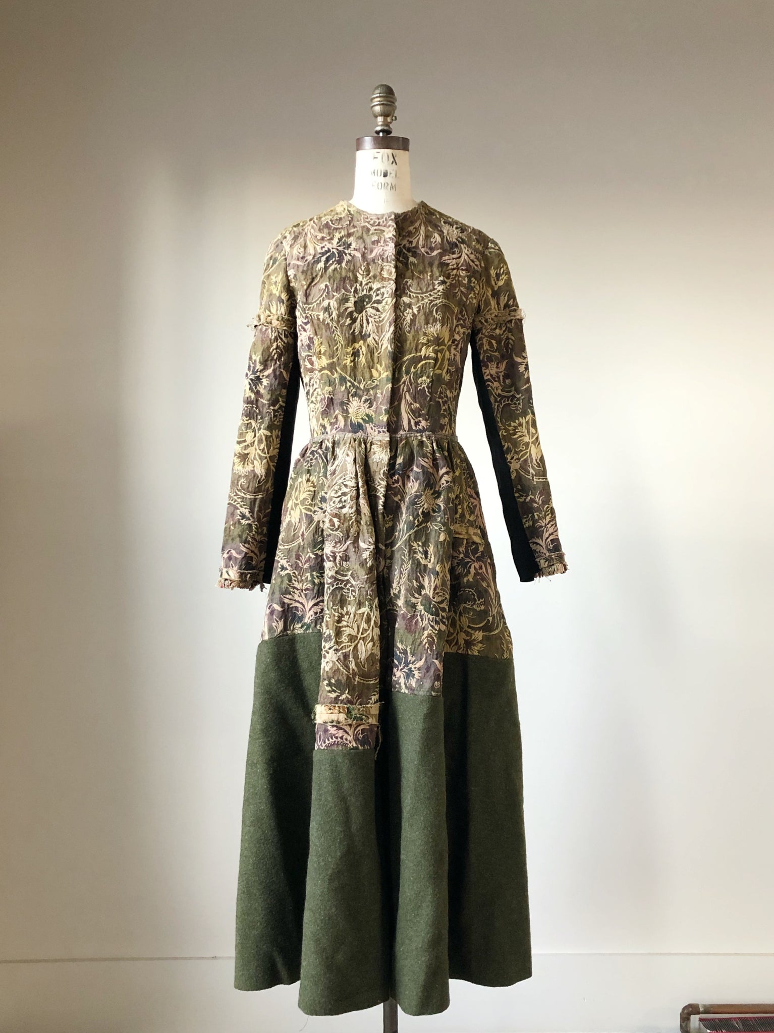 antique jacquard and army blanket coat dress
