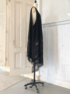 black jersey and silk chiffon crinoline dress