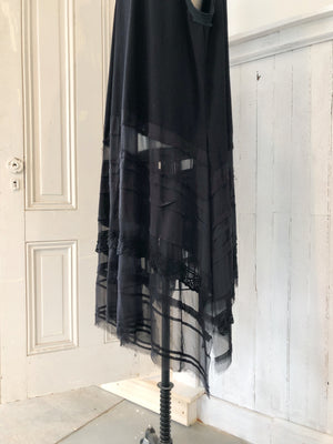 black jersey and silk chiffon crinoline dress