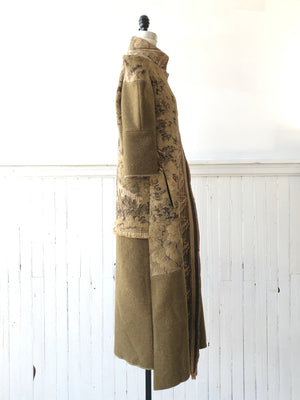 spire sleeve foliage tapestry and army blanket coat