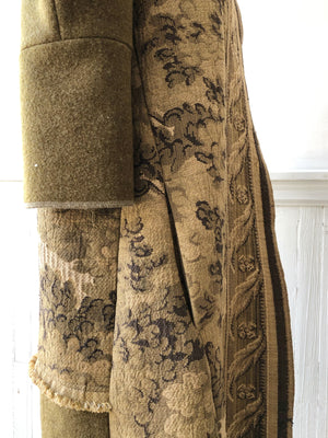 spire sleeve foliage tapestry and army blanket coat