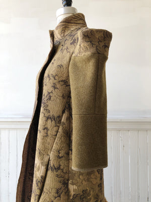 spire sleeve foliage tapestry and army blanket coat