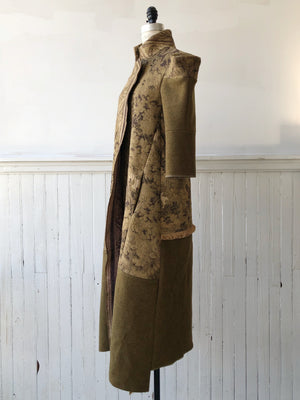 spire sleeve foliage tapestry and army blanket coat