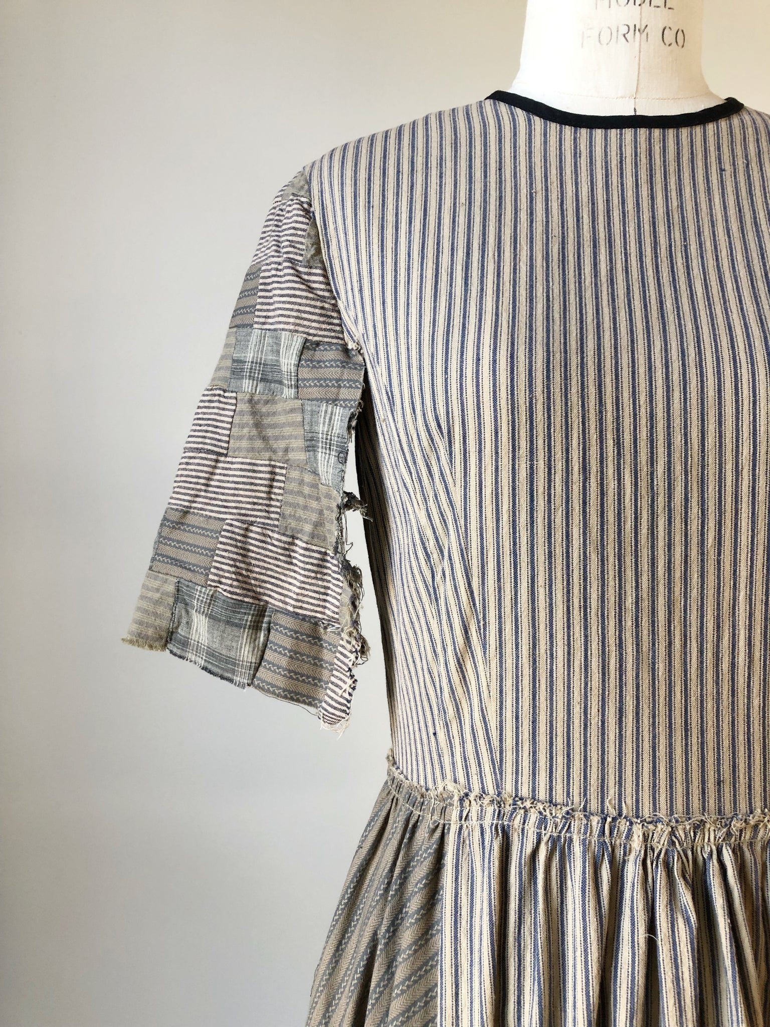 bargello sleeve patched ticking marianne dress