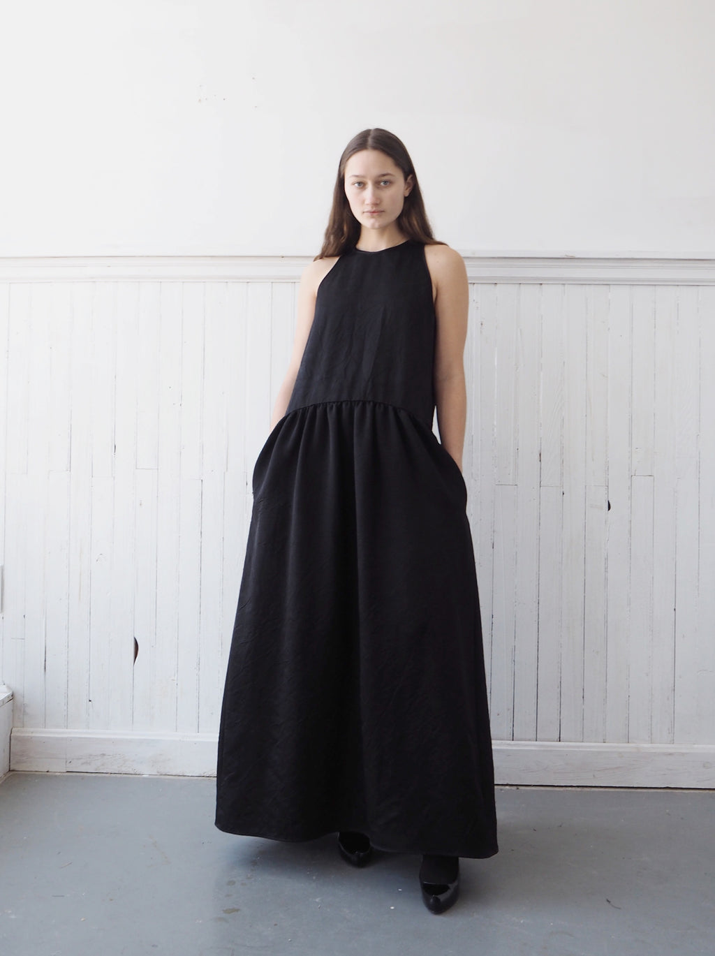 black washed duchess silk tank dress – garygraham422