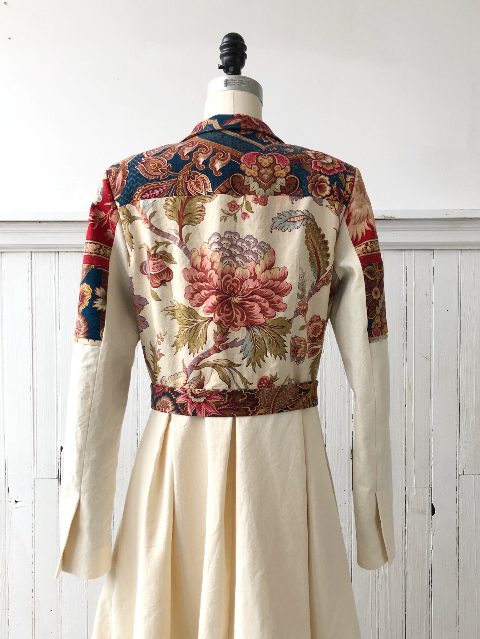 19th century printed twills and canvas patched coat