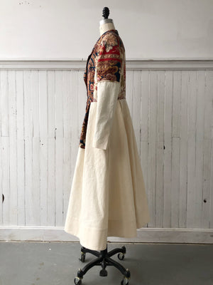 19th century printed twills and canvas patched coat