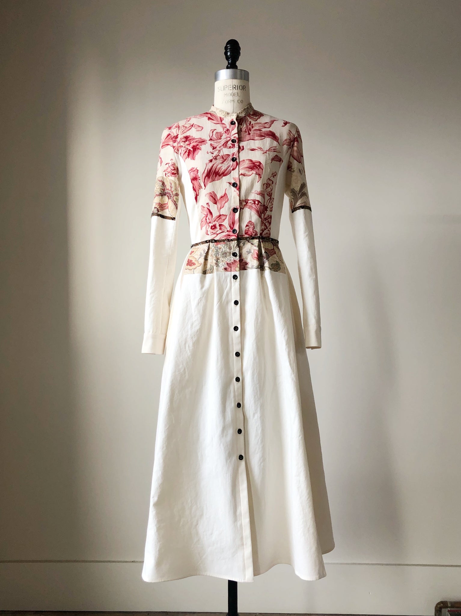 19th century antique toile and cotton shirt dress size 0