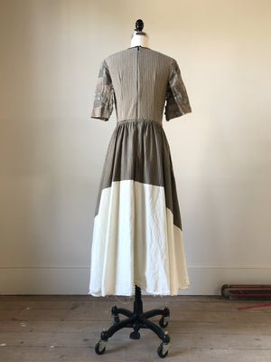 bargello sleeve patched ticking marianne dress