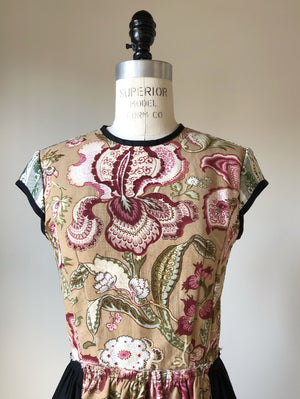 19th century hand printed floral top