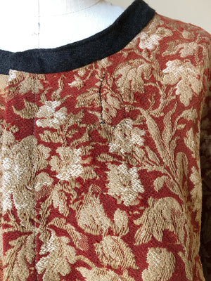 19th century cotton jacquard tapestry floral big shirt
