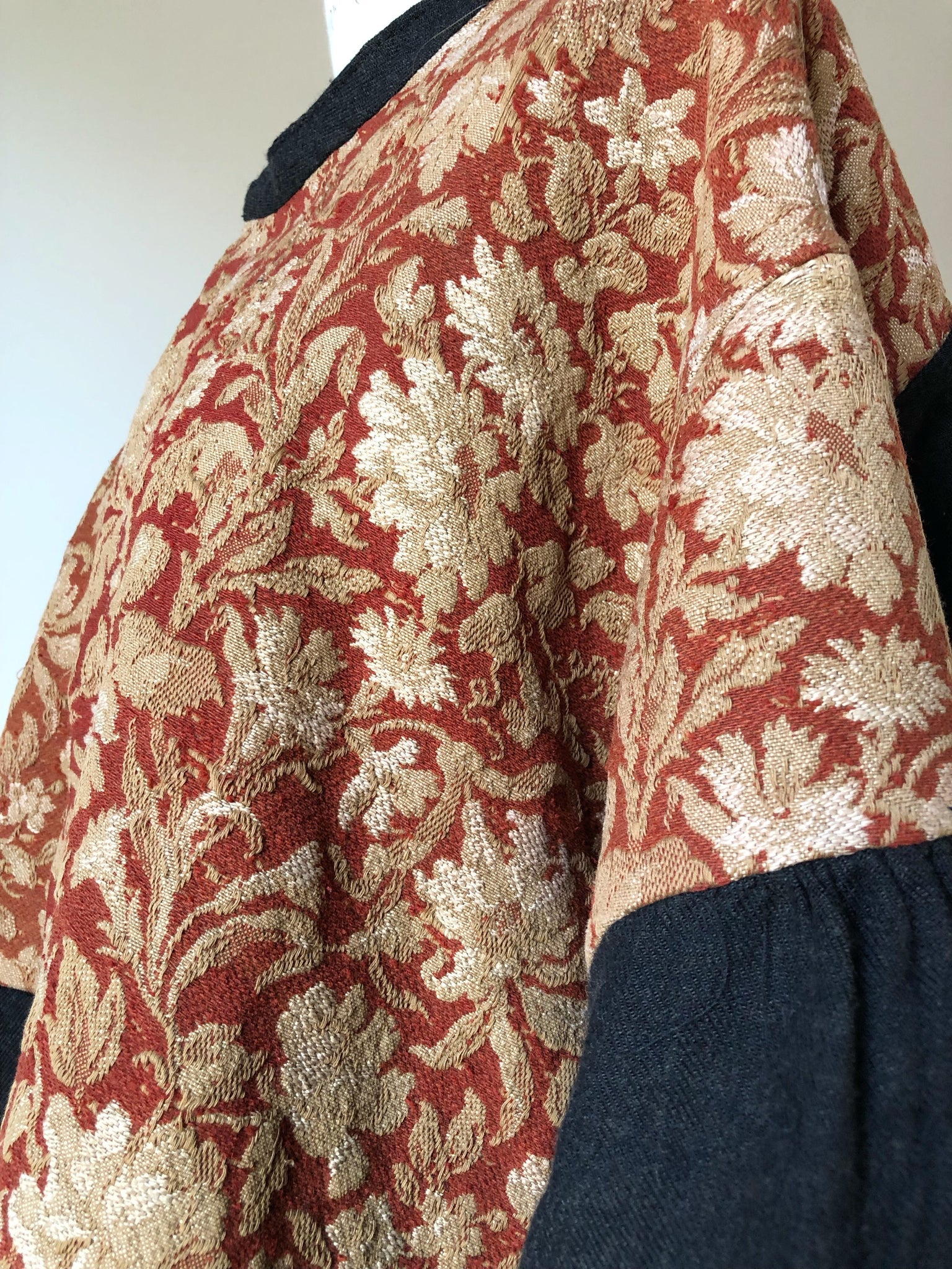 19th century cotton jacquard tapestry floral big shirt