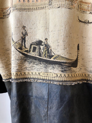 venice tapestry and leather big shirt jacket