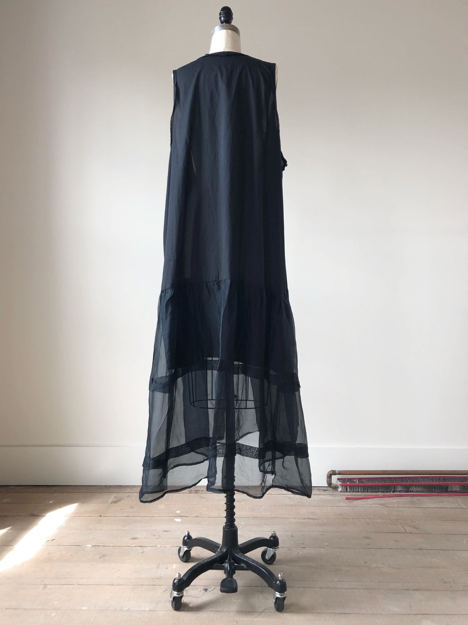 black cotton organdy and silk organza summer dress