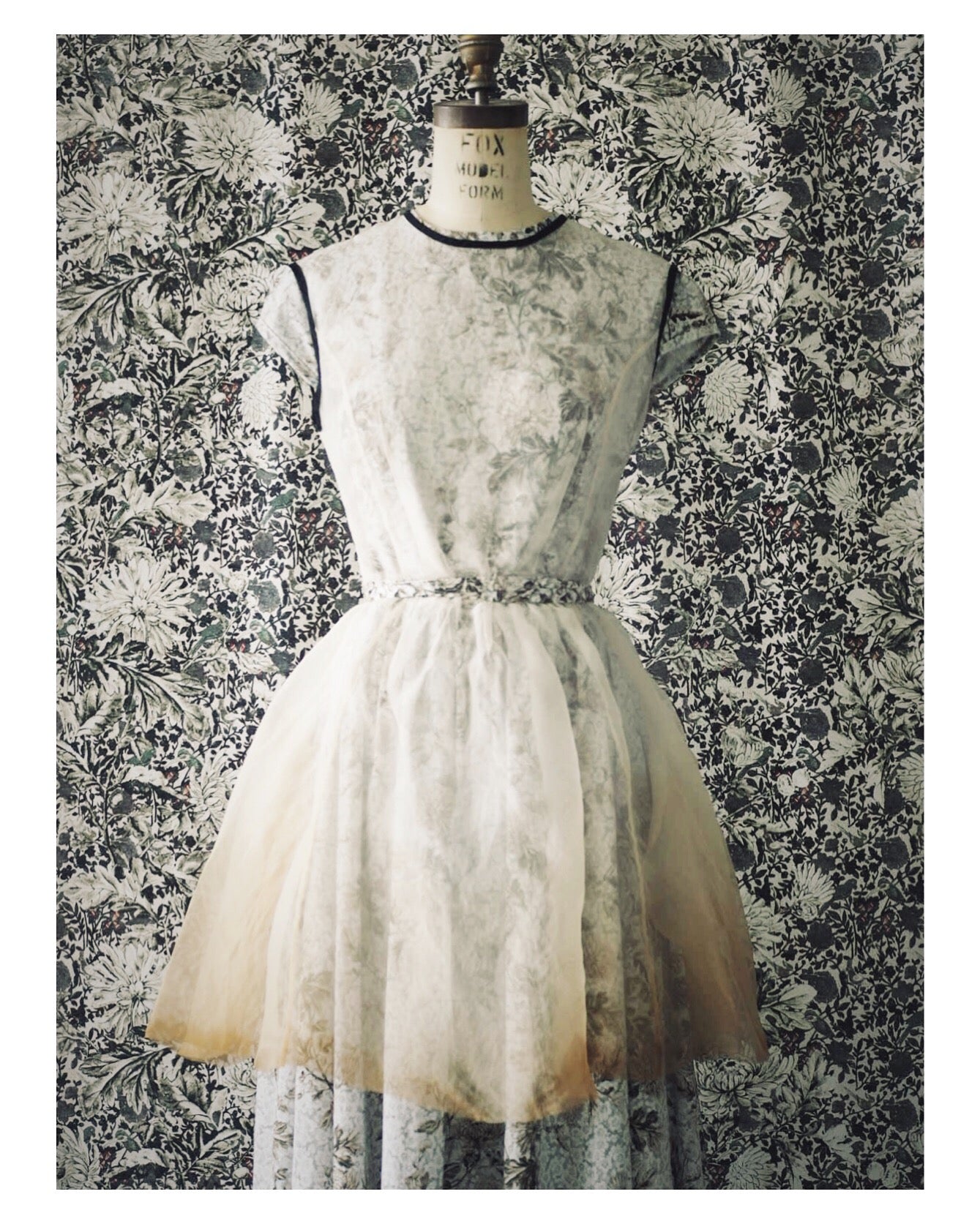 organza chopped dress overlay with tea stain