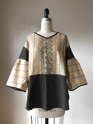 1920's  organdy and stripe top