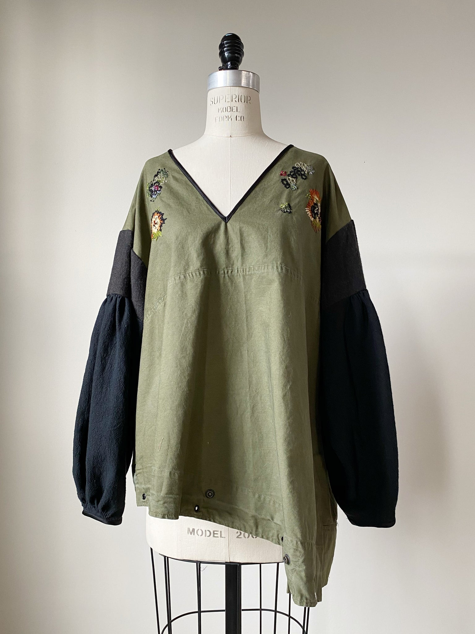 embroidered army salvage top