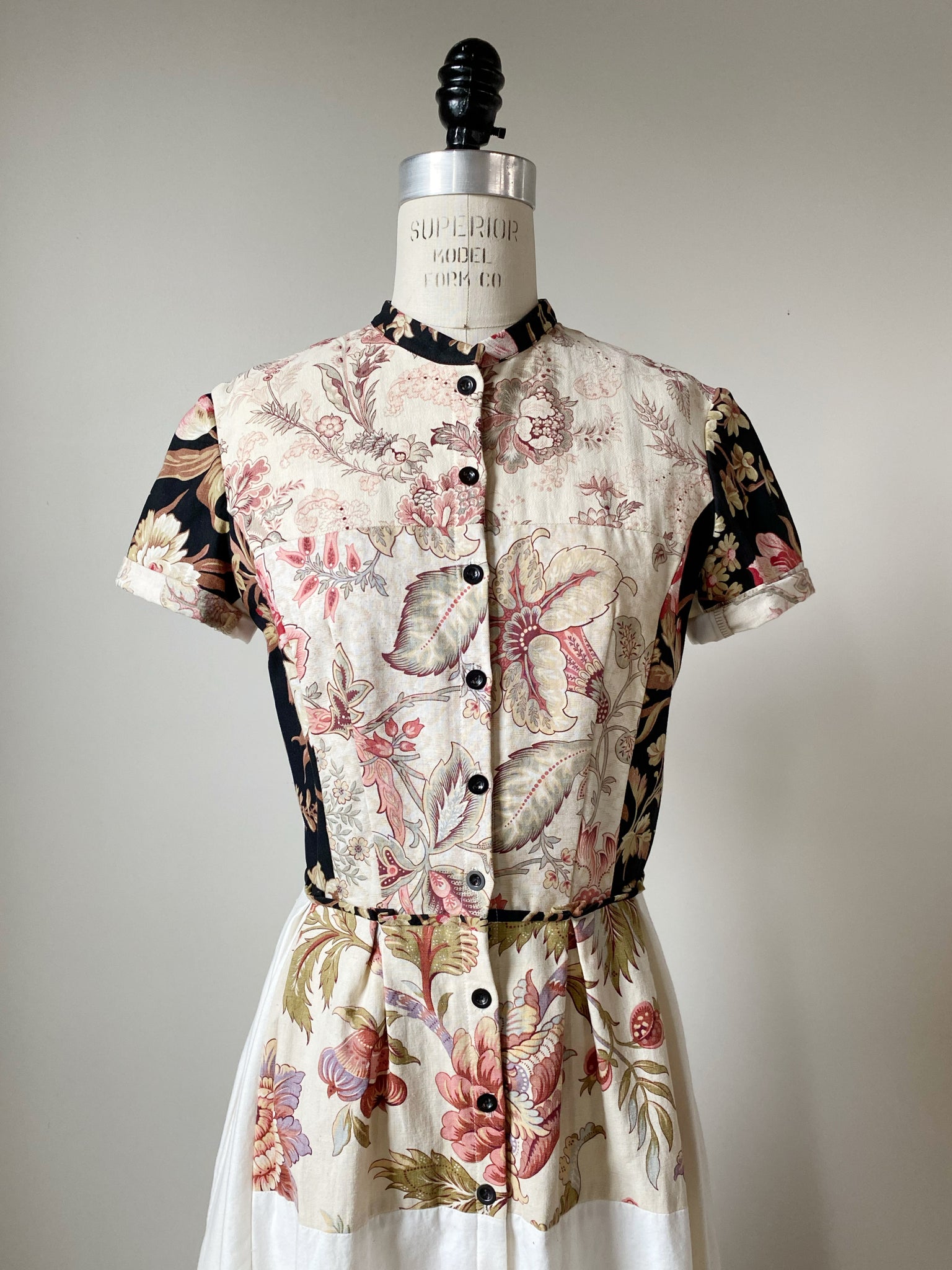 antique indienne floral short sleeve shirt dress
