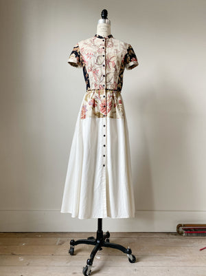 antique indienne floral short sleeve shirt dress