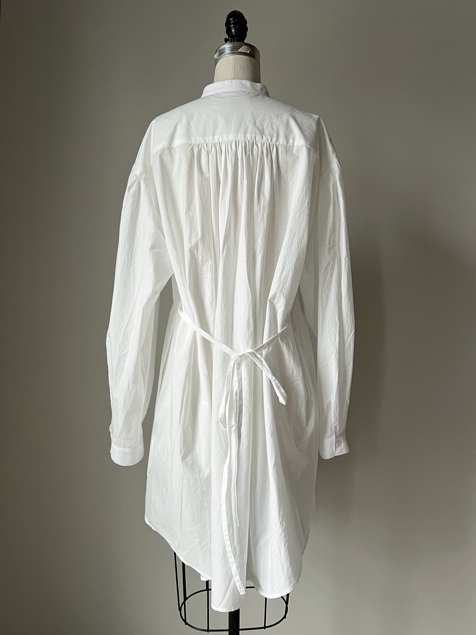 white pintuck peasant shirt dress