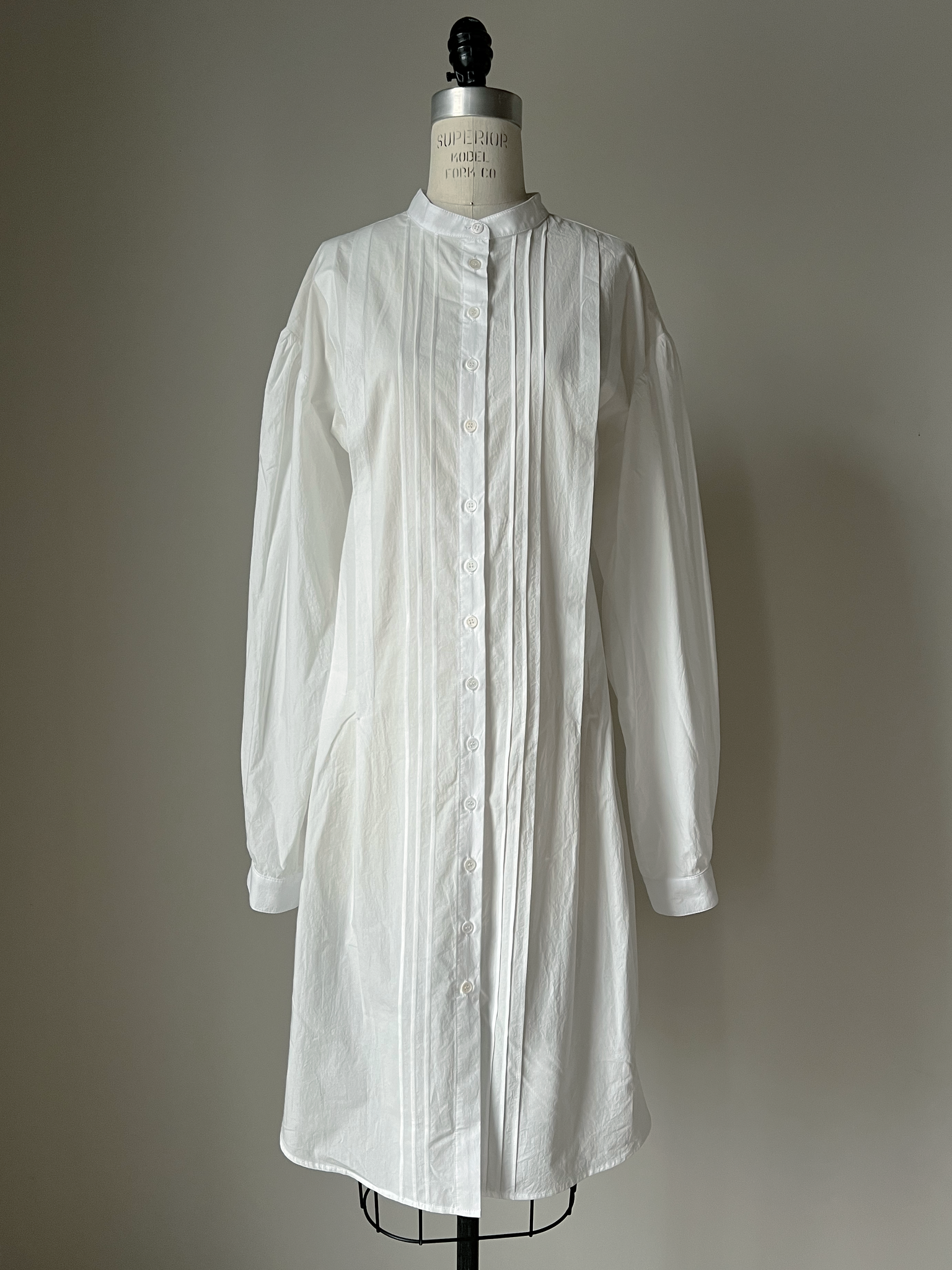 white pintuck peasant shirt dress